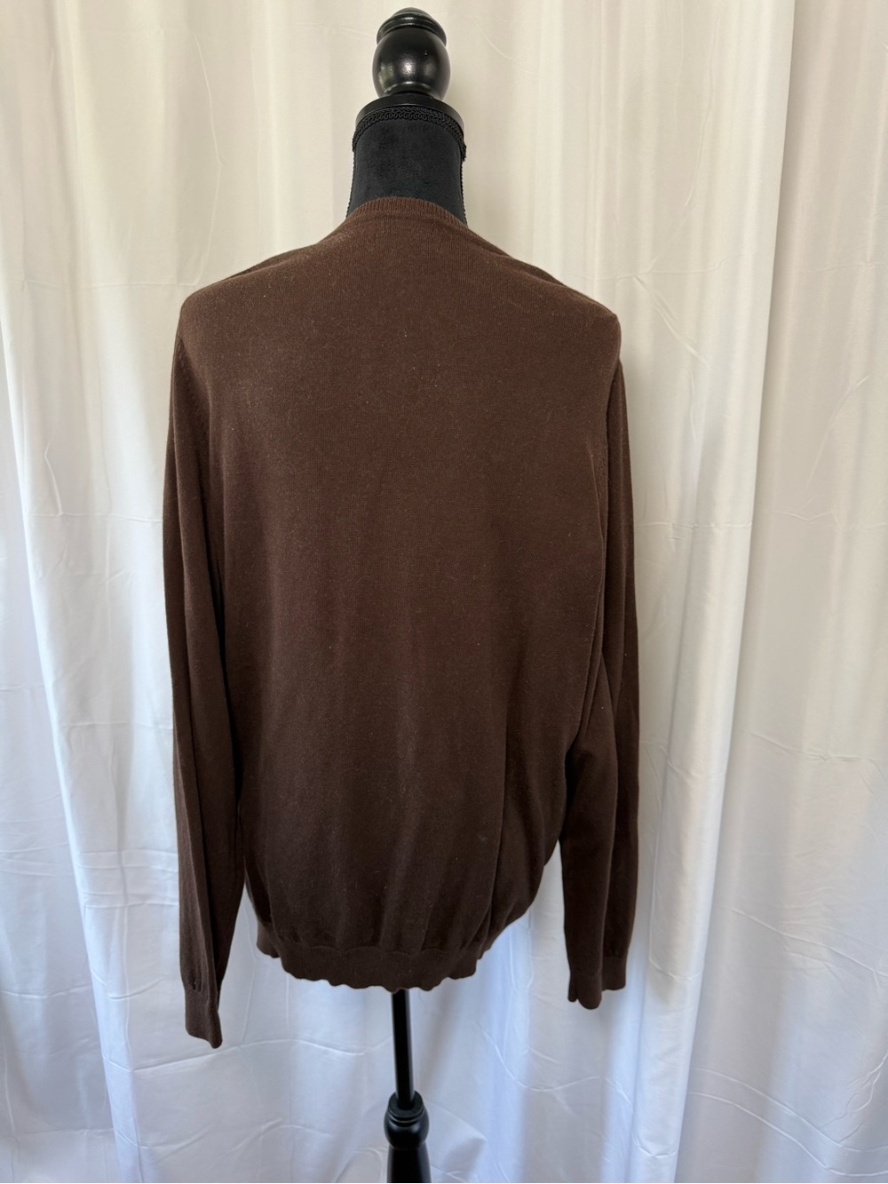 Tommy Hilfiger Women's XXL Brown Pima Cotton Blend V-Neck Sweater Preppy Classic - Picture 3 of 11